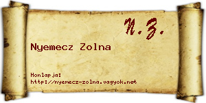 Nyemecz Zolna névjegykártya